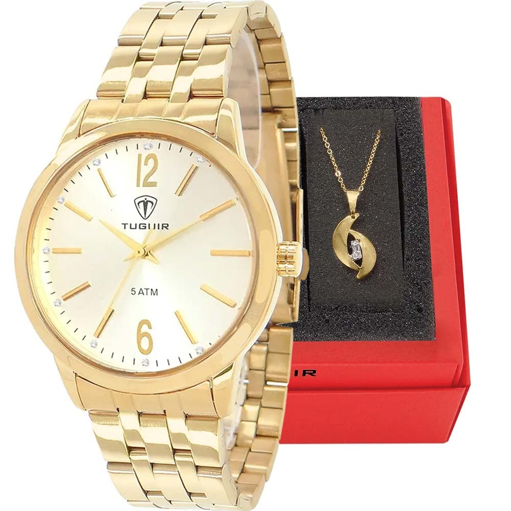 Kit Relógio Tuguir Feminino com Colar TG30245 Kit Relógio Tuguir Feminino com Colar TG30245