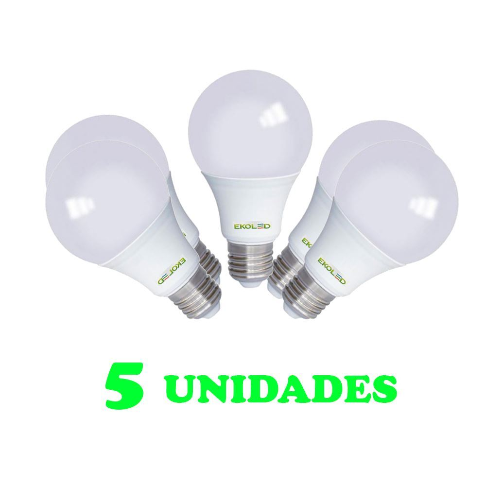 5 Lampadas Bulbo E27 12W Ed Bivolt Policarbonato Leitosa Branco 5 Lampadas Bulbo E27 12W Ed Bivolt Policarbonato Leitosa Branco