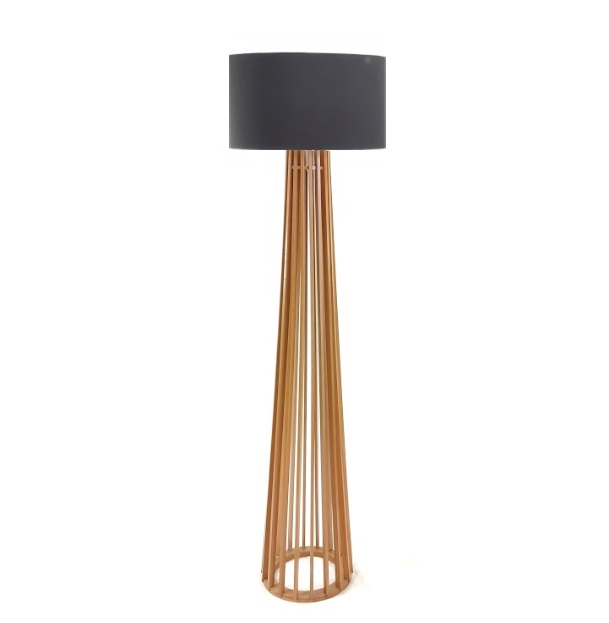Luminária de Chão, Piso, Ripada Premium Cúpula Tecido Preto Luminária de Chão, Piso, Ripada Premium Cúpula Tecido Preto