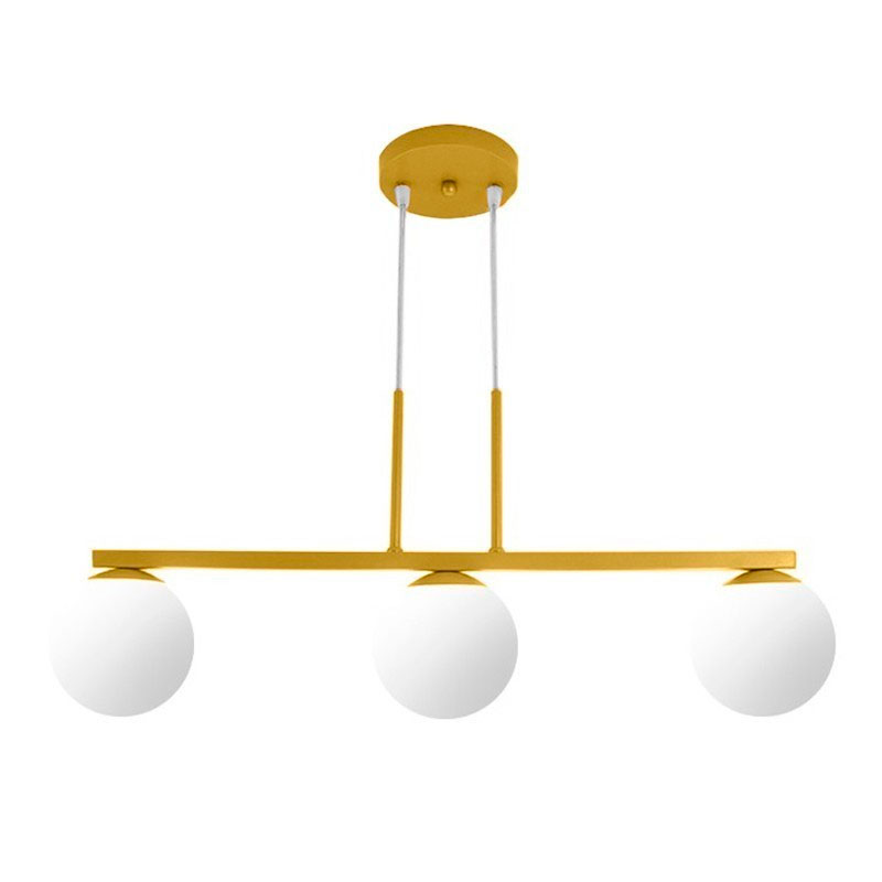 Lustre Pendente Jabuti Triplo Dourado com Globos de Vidro Brancos para 3 Lâmpadas G9 de LED Bivolt Lustre Pendente Jabuti Triplo Dourado com Globos de Vidro Brancos para 3 Lâmpadas G9 de LED Bivolt