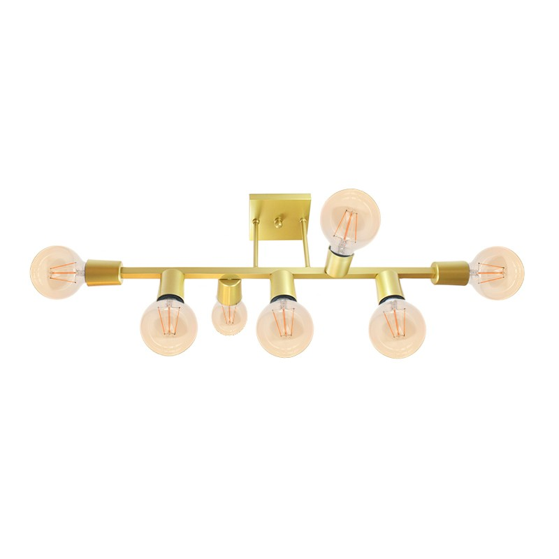 Luminária Plafon para Salas e Quartos Jabuti Dourada para 7 Lâmpadas E27 Bivolt Luminária Plafon para Salas e Quartos Jabuti Dourada para 7 Lâmpadas E27 Bivolt