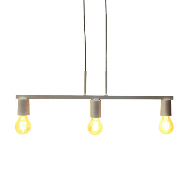 Pendente New Bar para 3 Lâmpadas Cinza 60cm E27 Bivolt para Salas e Quartos Pendente New Bar para 3 Lâmpadas Cinza 60cm E27 Bivolt para Salas e Quartos