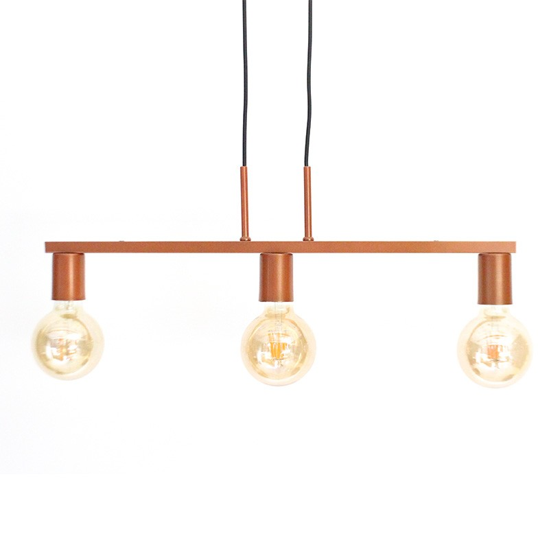 Pendente New Bar para 3 Lâmpadas Cobre 60cm E27 Bivolt para Salas e Quartos Pendente New Bar para 3 Lâmpadas Cobre 60cm E27 Bivolt para Salas e Quartos