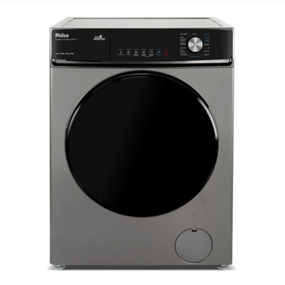 Lava E Seca Philco 16 Programas Eco Inverter 11kg Titânio PLS11C Lava E Seca Philco 16 Programas Eco Inverter 11kg Titânio PLS11C