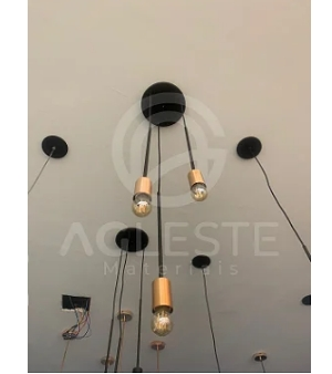 Pendente Kit Suspensão Haste Longa 03 Lâmpada E27 Preto/Cobre - T.Y Iluminação Pendente Kit Suspensão Haste Longa 03 Lâmpada E27 Preto/Cobre - T.Y Iluminação