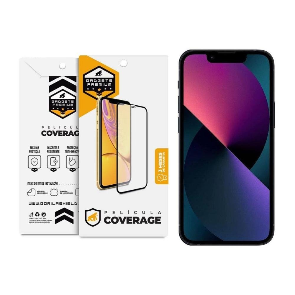Pelicula Coverage 5D Pro Preta Para iPhone 13 Mini - Gshield