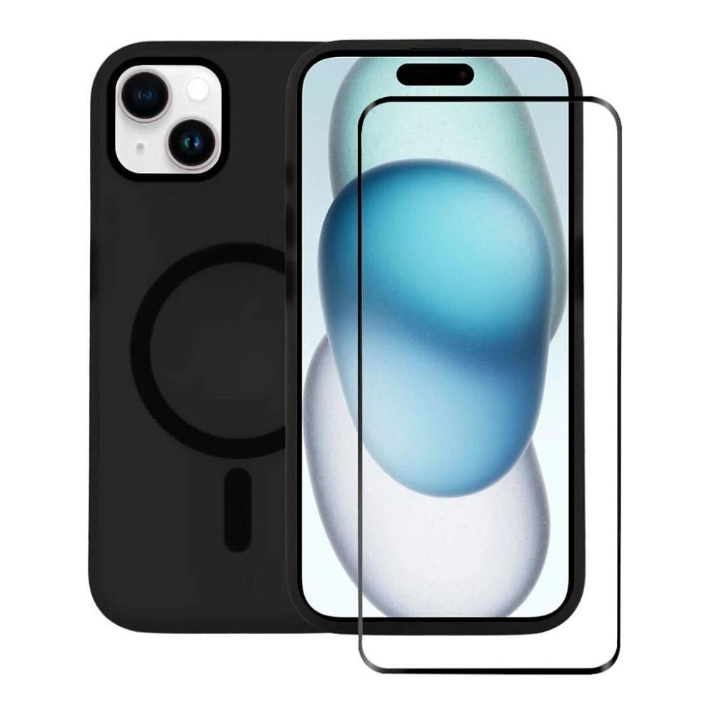 Kit Capa case capinha Magsafe Pro Preta e Pelicula Coverage para iPhone 15 - Gshield Kit Capa case capinha Magsafe Pro Preta e Pelicula Coverage para iPhone 15 - Gshield