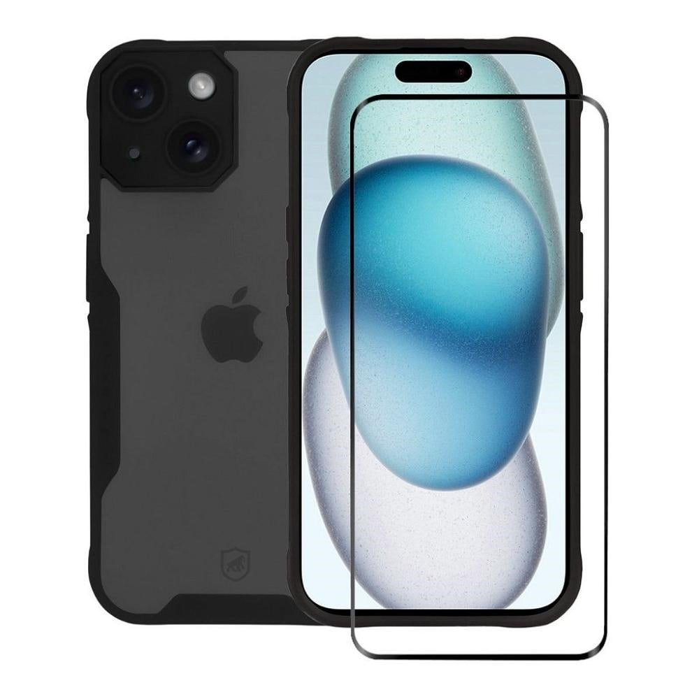 Kit Capa case capinha Dual Shock Sense e Pelicula Coverage 5D Pro Preta para iPhone 15 - G Kit Capa case capinha Dual Shock Sense e Pelicula Coverage 5D Pro Preta para iPhone 15 - G