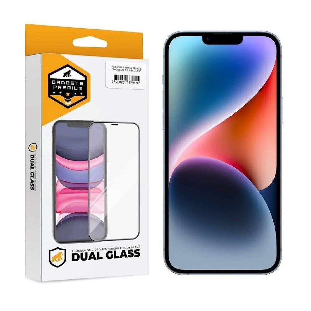 Pelicula para iPhone 14 - Dual Glass Preta - Gshield Pelicula para iPhone 14 - Dual Glass Preta - Gshield