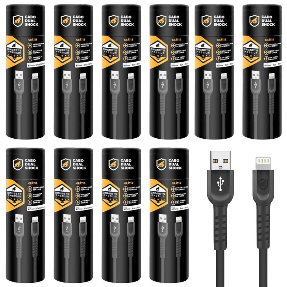 Cabo Dual Shock Lightning / USB A - Preto - 1,2m - no Atacado - Caixa Fechada 10 Unidades Cabo Dual Shock Lightning / USB A - Preto - 1,2m - no Atacado - Caixa Fechada 10 Unidades