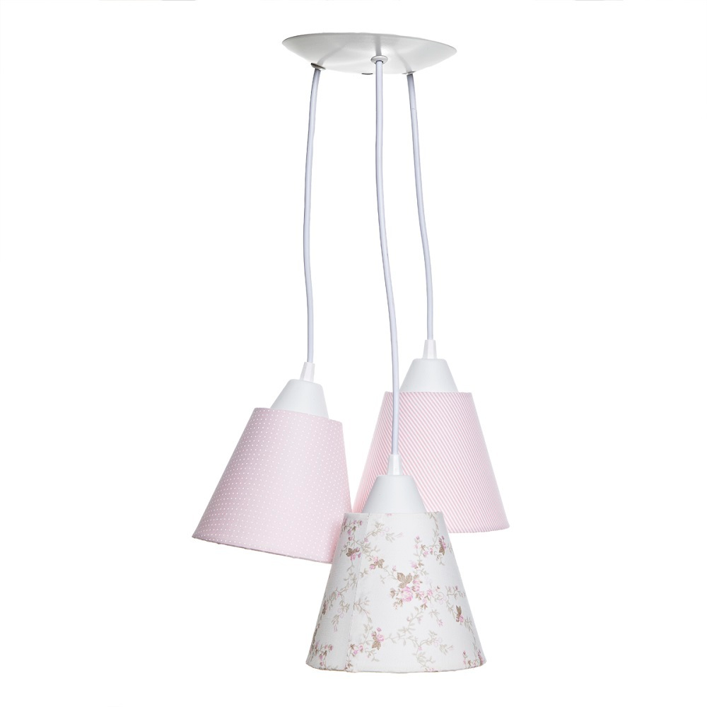 Pendente Com 3 Cúpulas Rosa Quarto Bebê Infantil Menina Pendente Com 3 Cúpulas Rosa Quarto Bebê Infantil Menina