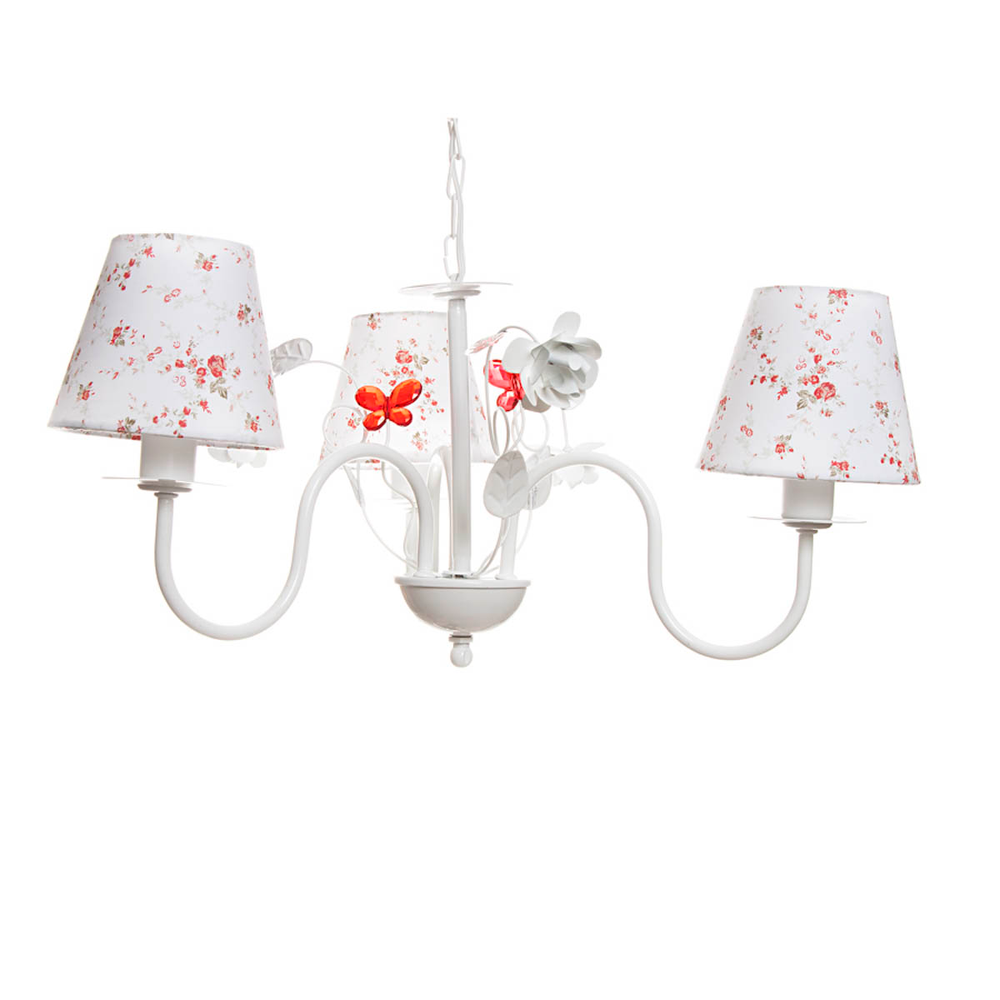 Lustre 3L Floral Vermelho Quarto Bebê Infantil Lustre 3L Floral Vermelho Quarto Bebê Infantil