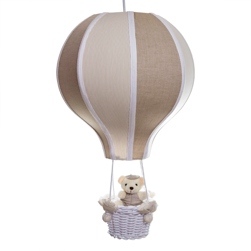 Lustre Balão G Bege Com Ursinho Quarto Bebê Infantil Lustre Balão G Bege Com Ursinho Quarto Bebê Infantil