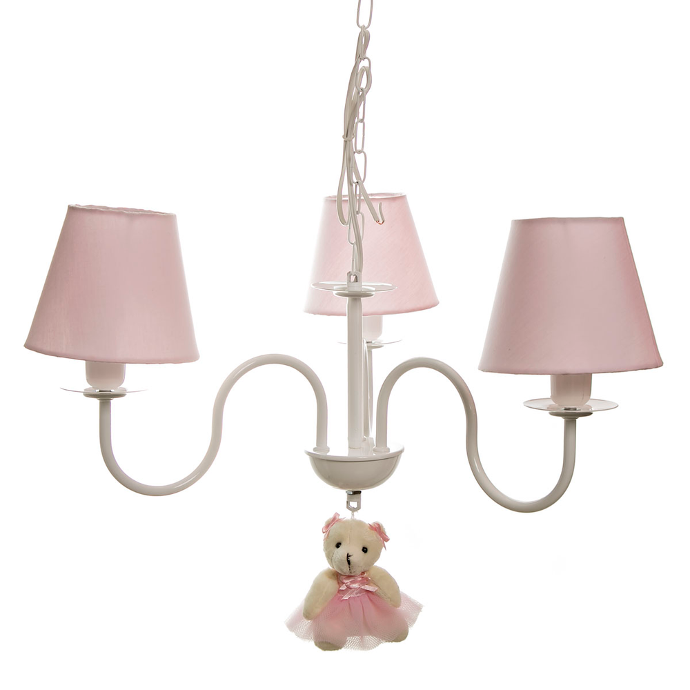 Lustre 3L Simples Com Ursinha Quarto Bebê Infantil Lustre 3L Simples Com Ursinha Quarto Bebê Infantil