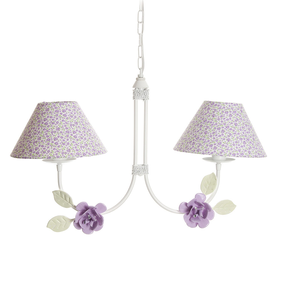 Lustre 2L Simples 2 Flores G Lilás Quarto Bebê Infantil Menina Lustre 2L Simples 2 Flores G Lilás Quarto Bebê Infantil Menina