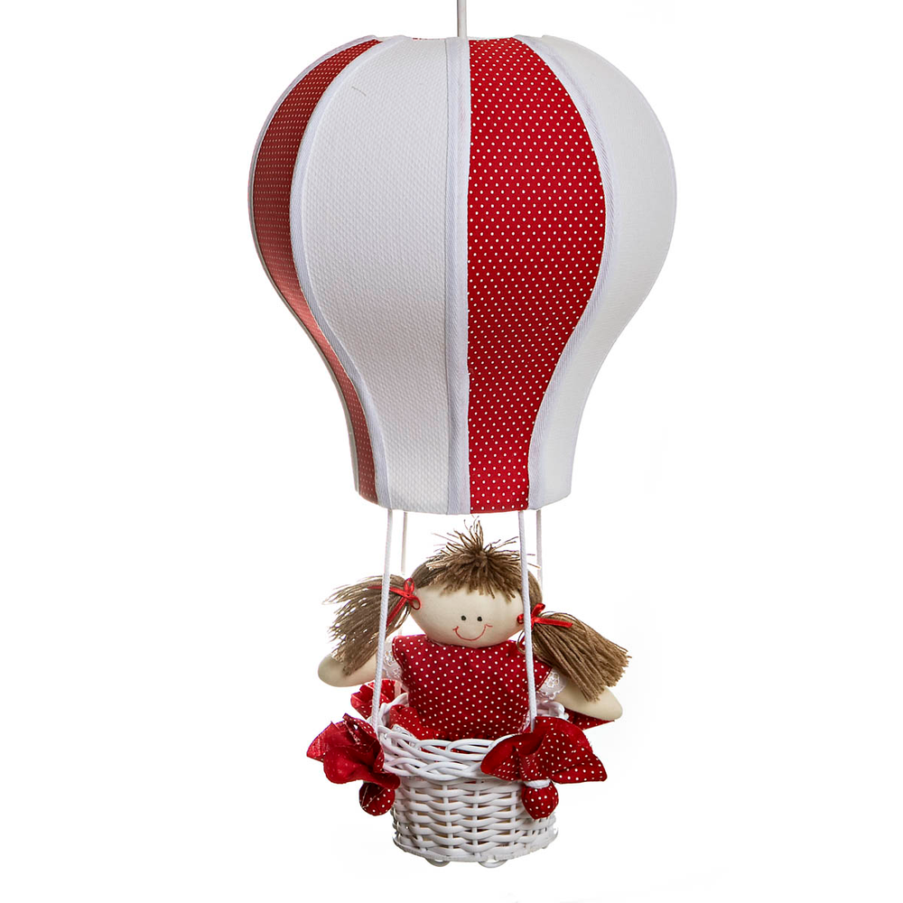 Lustre Balão Cintura Vermelho Quarto Bebê Infantil Menina Lustre Balão Cintura Vermelho Quarto Bebê Infantil Menina