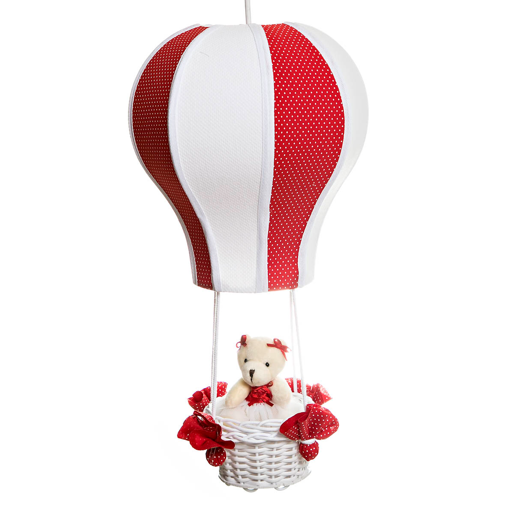 Lustre Balão Cintura Ursa Vermelha Quarto Bebê Infantil Menina Lustre Balão Cintura Ursa Vermelha Quarto Bebê Infantil Menina