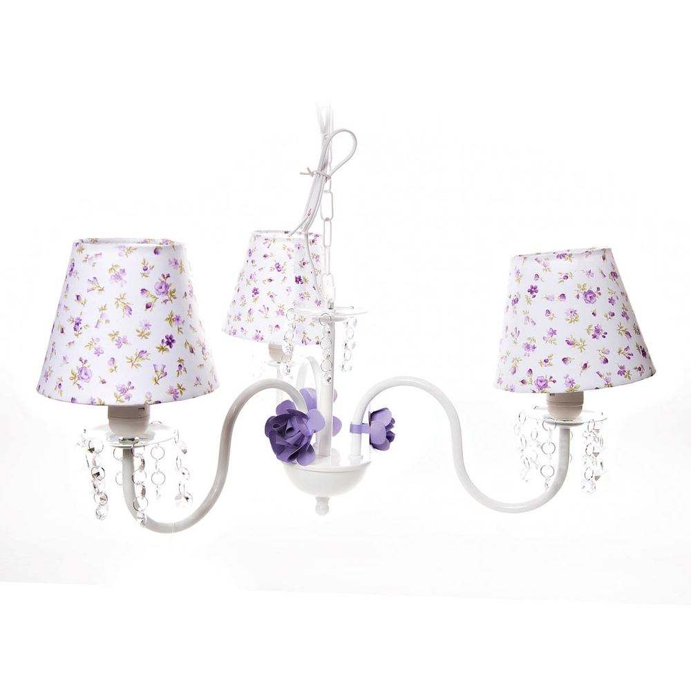 Lustre 3L Cristais 3 Flores P Lilás Quarto Bebê Infantil Menina Lustre 3L Cristais 3 Flores P Lilás Quarto Bebê Infantil Menina