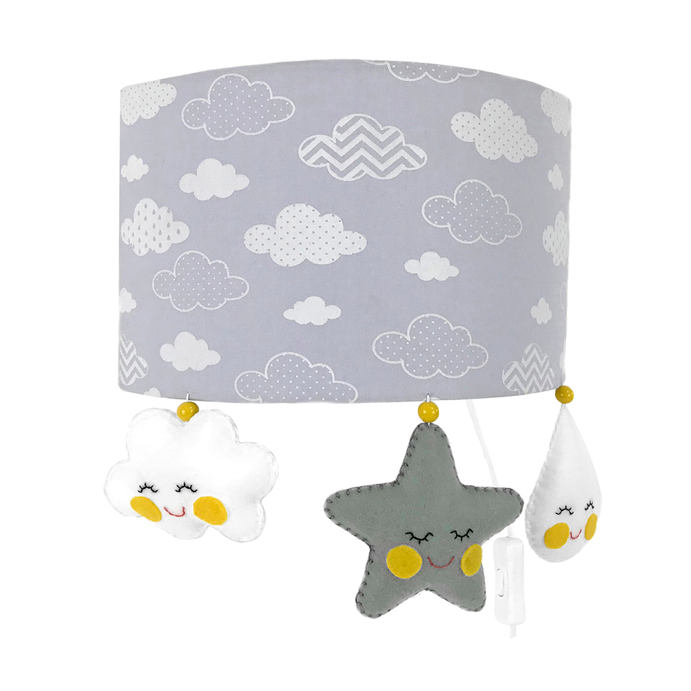 Arandela Meia Lua Chuva de Amor Cinza Quarto Bebê Infantil Menino Menina Arandela Meia Lua Chuva de Amor Cinza Quarto Bebê Infantil Menino Menina