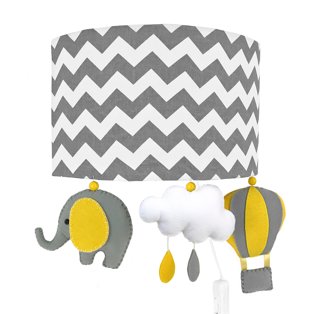 Arandela Meia Lua Elefante Balão Cinza Quarto Bebê Infantil Menino Menina Arandela Meia Lua Elefante Balão Cinza Quarto Bebê Infantil Menino Menina