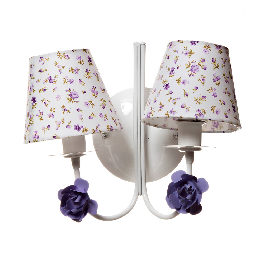 Arandela 2 Lâmpadas Flores Lilás Quarto Bebê Infantil - Bivolt Arandela 2 Lâmpadas Flores Lilás Quarto Bebê Infantil - Bivolt