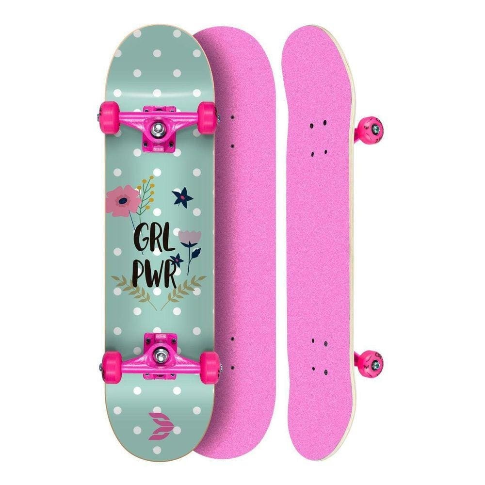 Skate Montado Profissional Cisco Feminino Flowers - Truck/Roda/Lixa Rosa 8