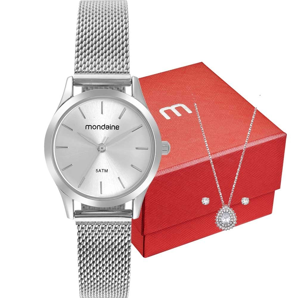 Kit Relógio Mondaine Feminino com Colar e Brincos 32729L0MKNE2K1 Kit Relógio Mondaine Feminino com Colar e Brincos 32729L0MKNE2K1