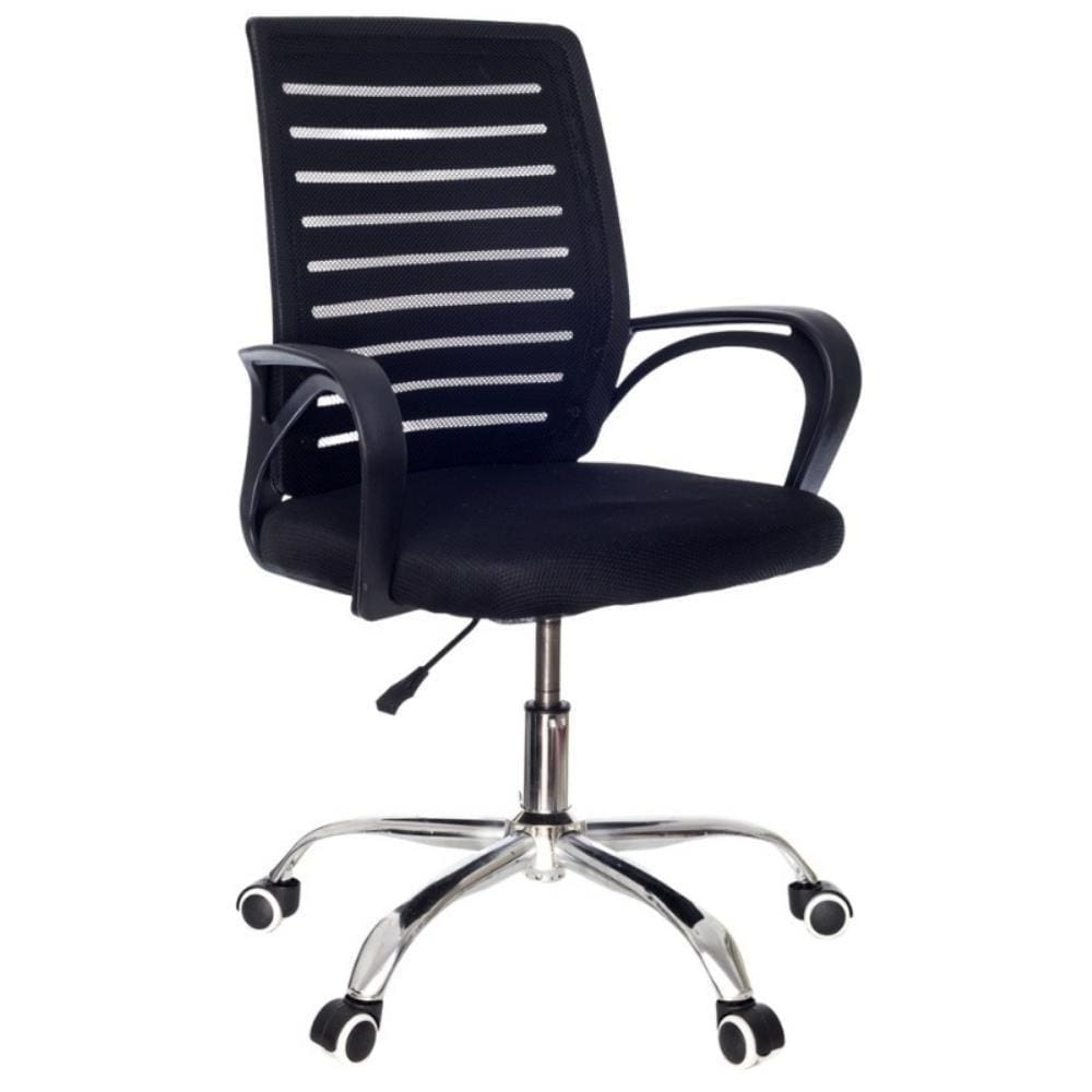 Cadeira De Escritorio Com Base Cromada Prizi Venice - Preta - Preto Cadeira De Escritorio Com Base Cromada Prizi Venice - Preta - Preto