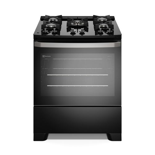Fogão 5 bocas Electrolux Preto Efficient Mesa de Vidro, PerfectCook e Grades de Ferro (FE5GB) - Bivolt Fogão 5 bocas Electrolux Preto Efficient Mesa de Vidro, PerfectCook e Grades de Ferro (FE5GB) - Bivolt