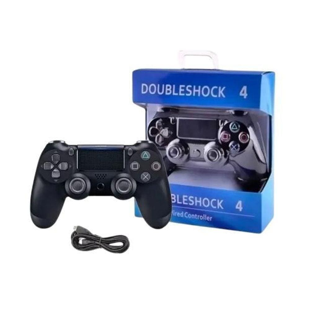 Controle Ps4 Com Fio 2M Joystick Pc Vibração Preto Controle Ps4 Com Fio 2M Joystick Pc Vibração Preto