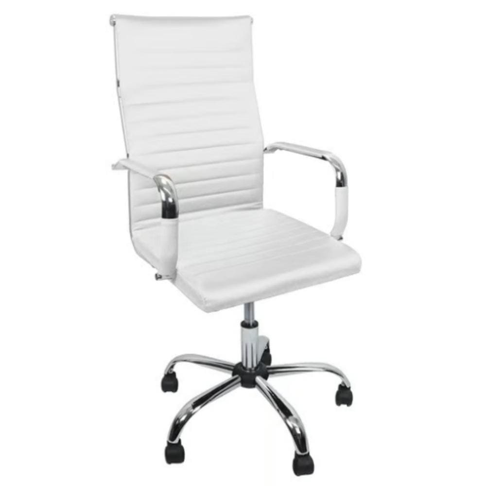 Cadeira de Escritório Esteirinha Base Cromada com Rodinha Fortt Turin Branco - CEF04-B - Branco Cadeira de Escritório Esteirinha Base Cromada com Rodinha Fortt Turin Branco - CEF04-B - Branco