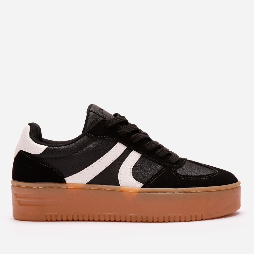 Tênis plataforma casual com recortes ace preto Tênis plataforma casual com recortes ace preto
