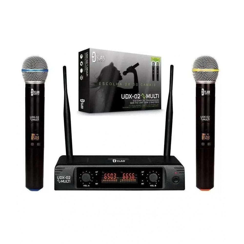 Microfone Dylan S/ Fio Uhf Duplo Display Digital Udx-02 Microfone Dylan S/ Fio Uhf Duplo Display Digital Udx-02