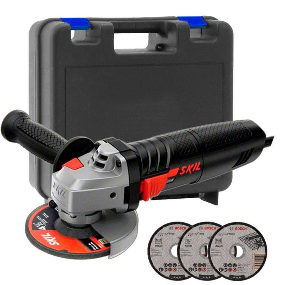 Esmerilhadeira Angular 4.1/2 POL 700W 9002 SKIL c/ Maleta e 3 Discos de Corte BOSCH - 110V Esmerilhadeira Angular 4.1/2 POL 700W 9002 SKIL c/ Maleta e 3 Discos de Corte BOSCH - 110V