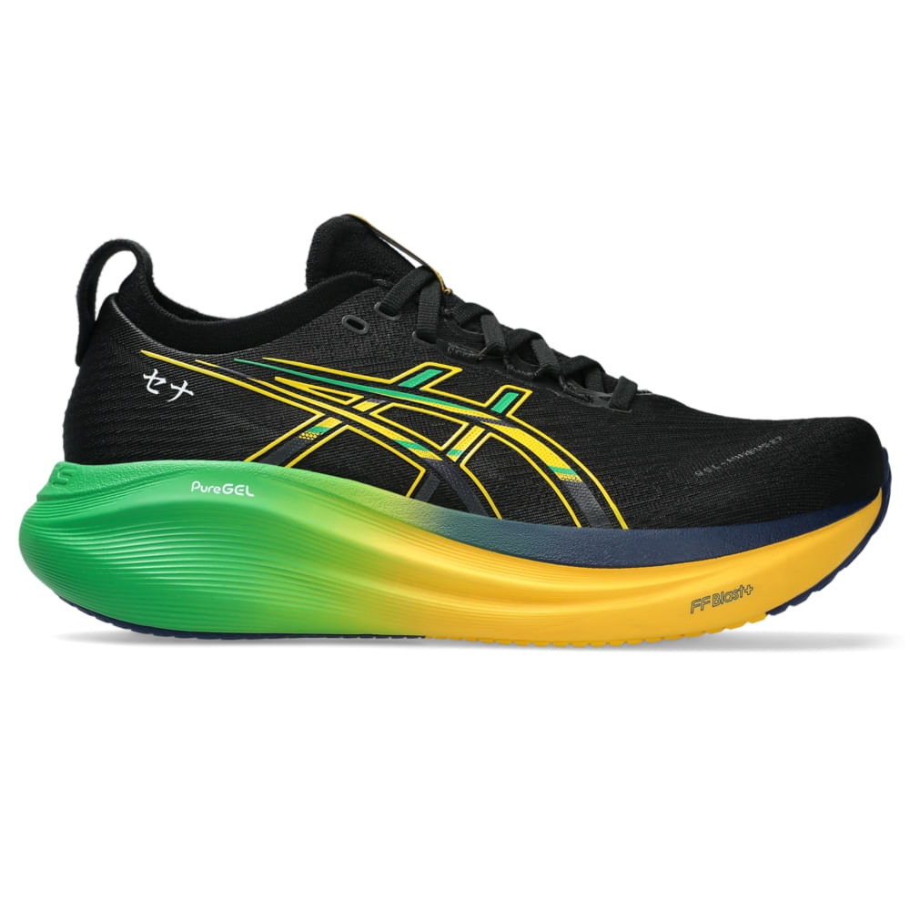Tênis ASICS GEL-Nimbus 27 Senna - Feminino - Preto/Amarelo Tênis ASICS GEL-Nimbus 27 Senna - Feminino - Preto/Amarelo