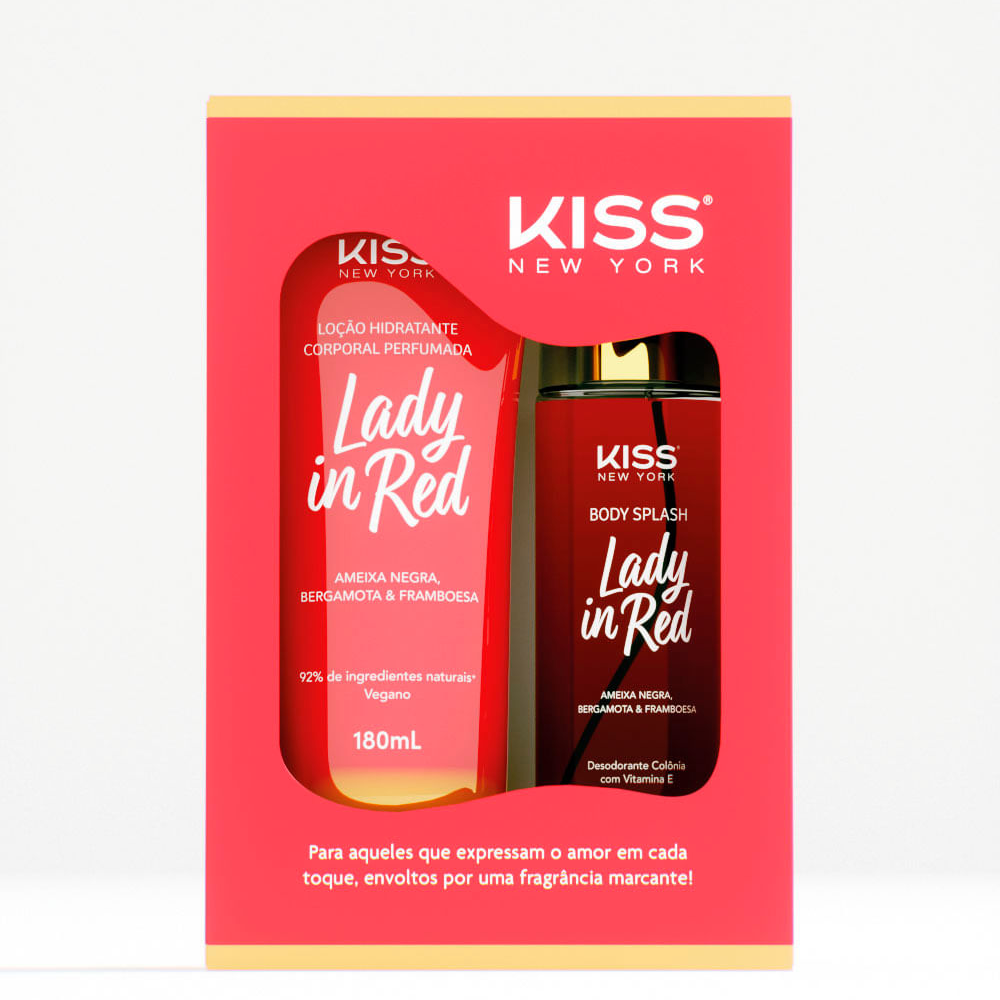 Kit kiss new york lady in red loção corporal e body splash 180ml Kit kiss new york lady in red loção corporal e body splash 180ml