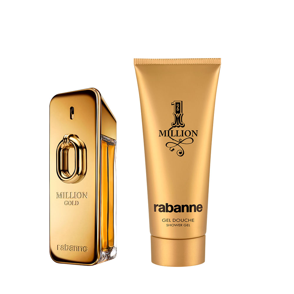 Kit perfume masculino rabanne million gold edp intense 100ml 1 million gel de banho 100ml Kit perfume masculino rabanne million gold edp intense 100ml 1 million gel de banho 100ml