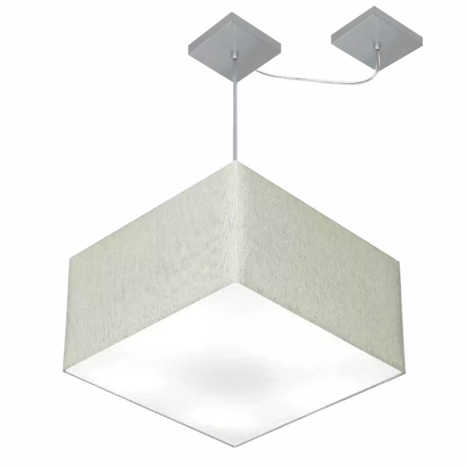 Pendente Quadrada C/ Desvio Md-4271 Cúpula em Tecido 30/40x40cm Rústico Cinza - Bivolt Pendente Quadrada C/ Desvio Md-4271 Cúpula em Tecido 30/40x40cm Rústico Cinza - Bivolt