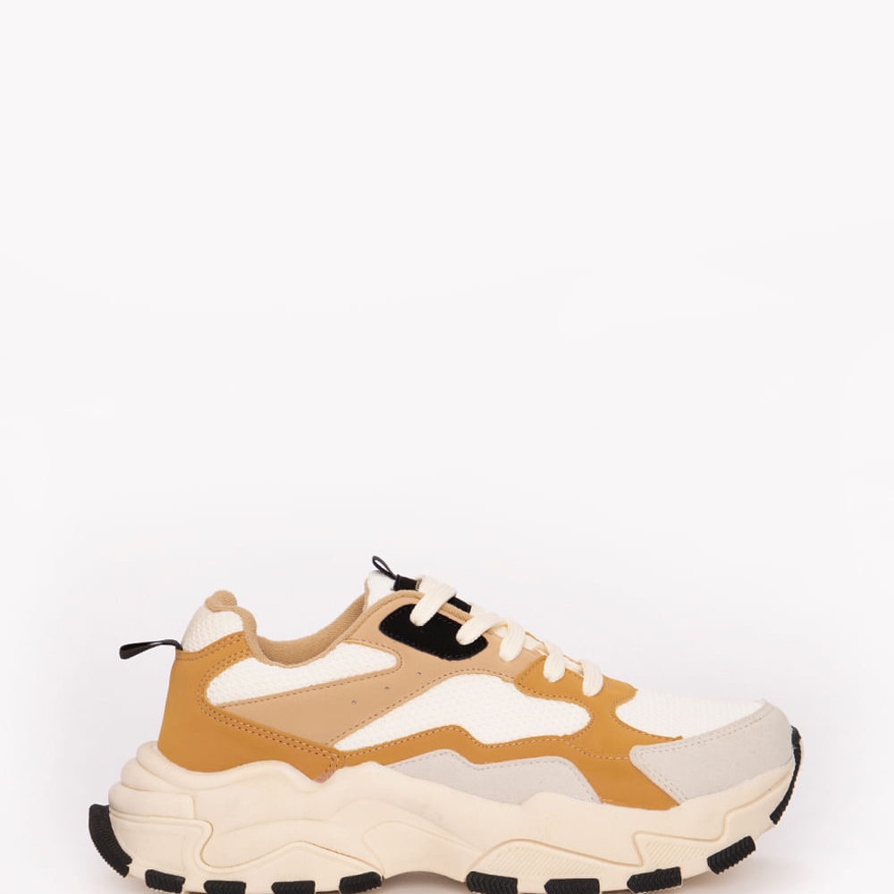 Tênis chunky com recortes bege