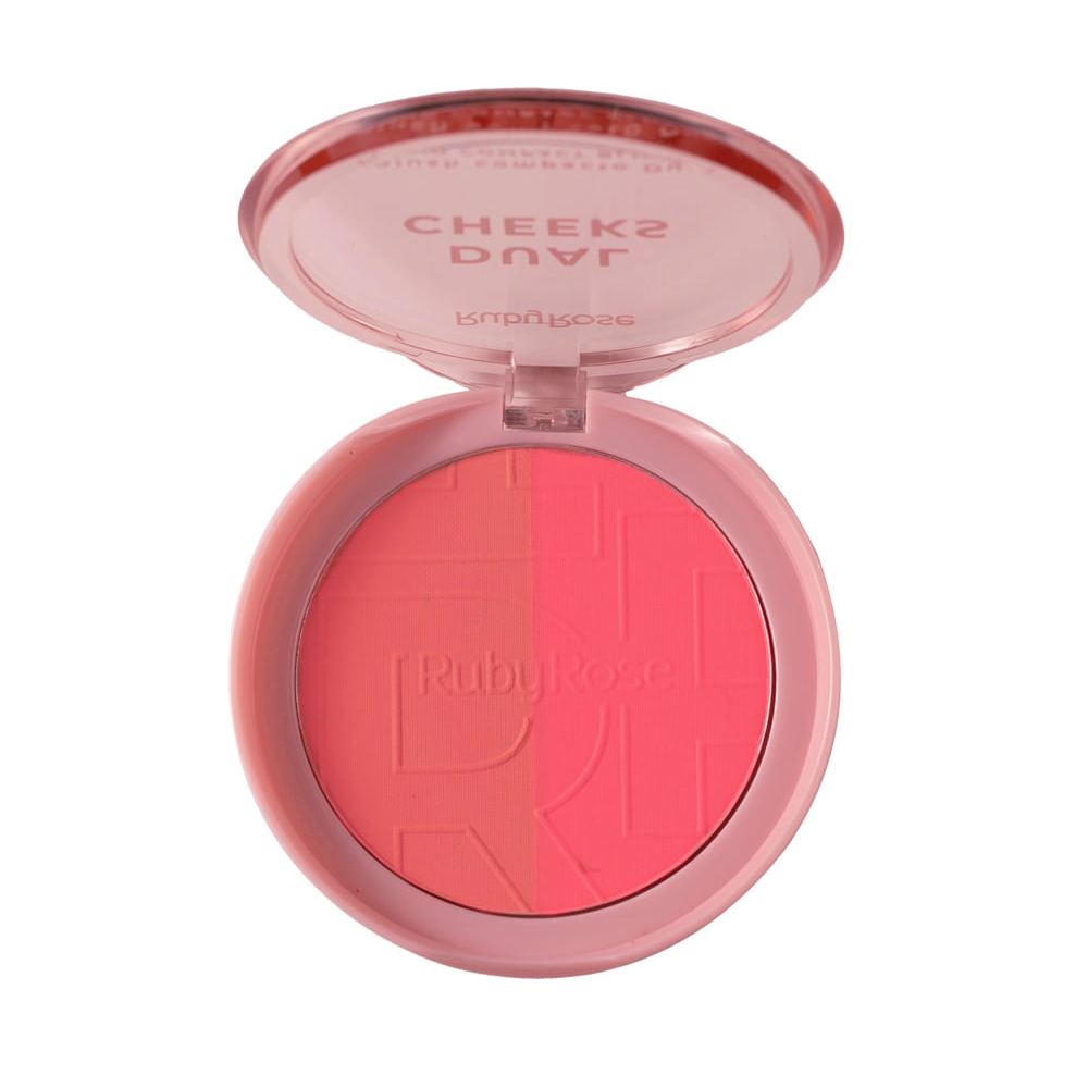 Blush compacto ruby rose dual cheeks nectar scarlet vermelho Blush compacto ruby rose dual cheeks nectar scarlet vermelho