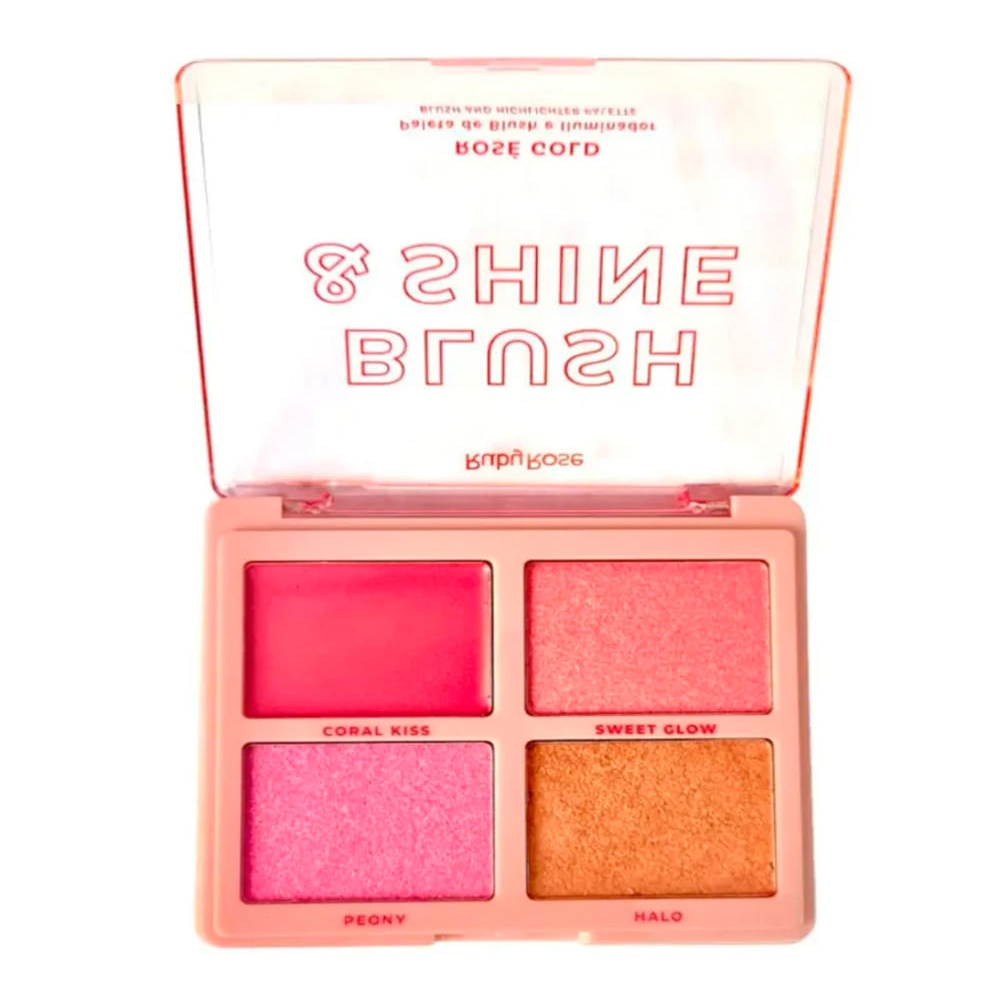 Paleta ruby rose de blush e iluminador blush shine rose gold colorida Paleta ruby rose de blush e iluminador blush shine rose gold colorida