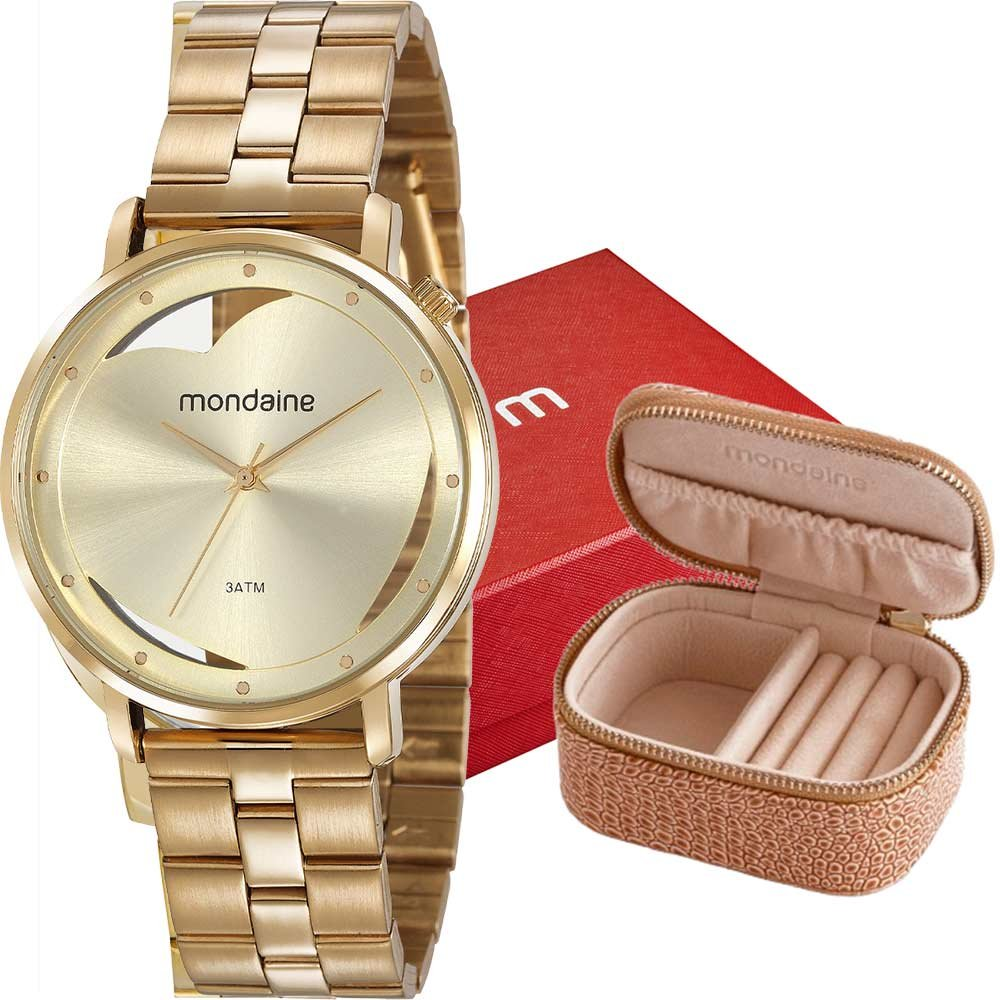 Kit Relógio Mondaine Feminino com porta Jóias 53748LPMKDE1K3 Kit Relógio Mondaine Feminino com porta Jóias 53748LPMKDE1K3