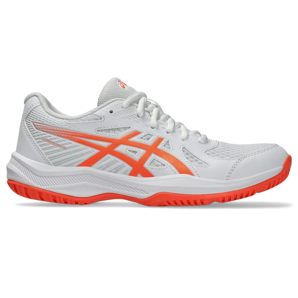 Tênis ASICS Upcourt 6 - Feminino - Branco/Laranja