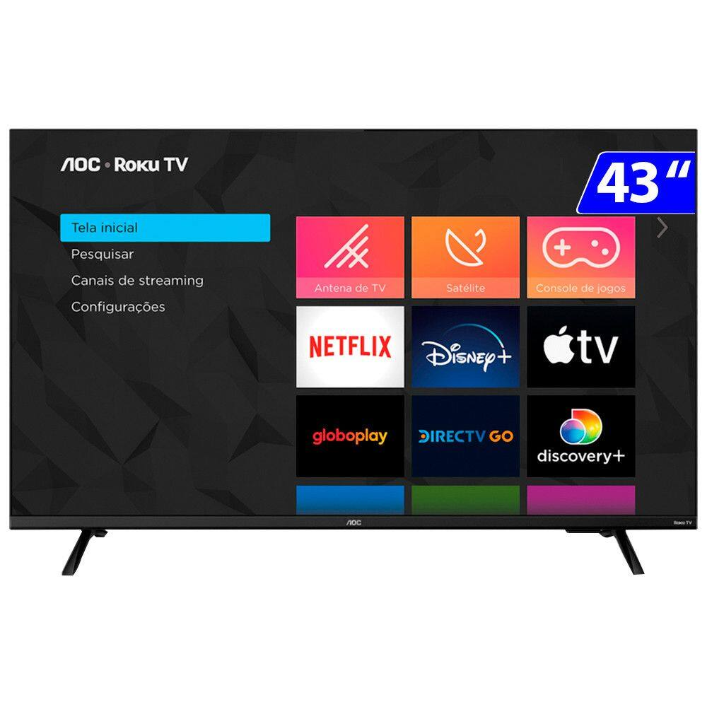 Smart Tv LED 43 Polegadas Full HD Wi-Fi USB HDMI Roku AOC Smart Tv LED 43 Polegadas Full HD Wi-Fi USB HDMI Roku AOC