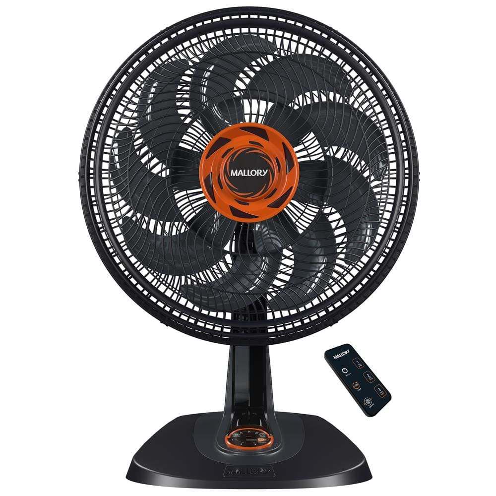 Ventilador de Mesa Mallory Neo Air 15 Total Control com 140W, 40cm e Controle Remoto - Preto/Grafite/Laranja - 220V Ventilador de Mesa Mallory Neo Air 15 Total Control com 140W, 40cm e Controle Remoto - Preto/Grafite/Laranja - 220V