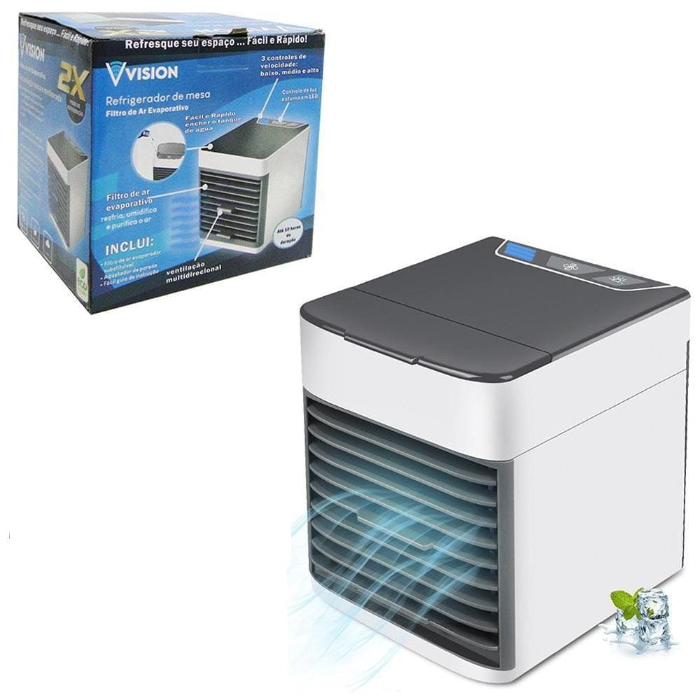 Climatizador Umidificador De Ar Vision 5V + Luz E Cabo Usb - Bivolt Climatizador Umidificador De Ar Vision 5V + Luz E Cabo Usb - Bivolt