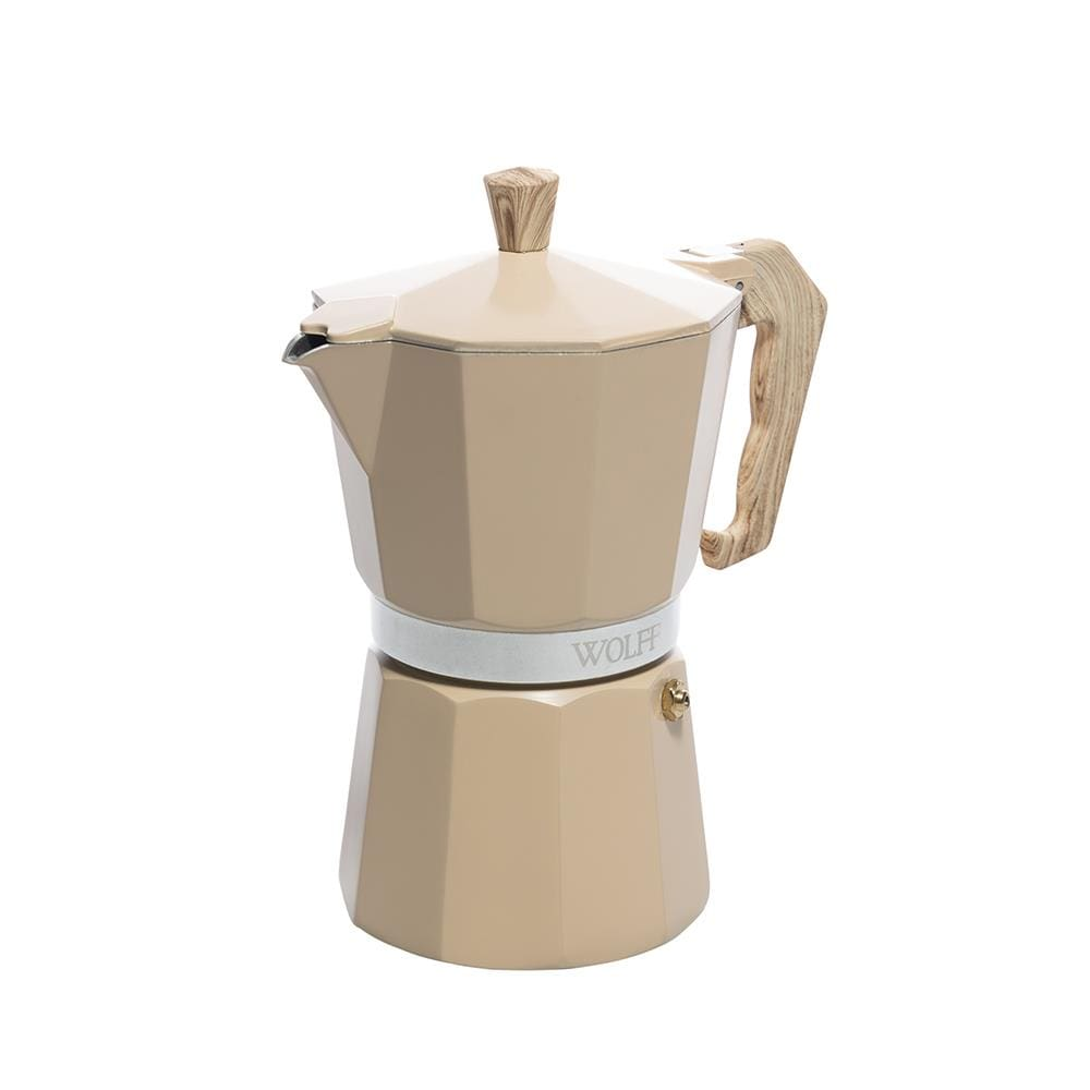 Cafeteira Italiana Wolff 300ml em Alumínio Cabo Plástico 6 Doses Bege Fosca - CAFET ITALIANA DE ALUMINIO CABO FOSCO 300ML WOLFF Cafeteira Italiana Wolff 300ml em Alumínio Cabo Plástico 6 Doses Bege Fosca - CAFET ITALIANA DE ALUMINIO CABO FOSCO 300ML WOLFF