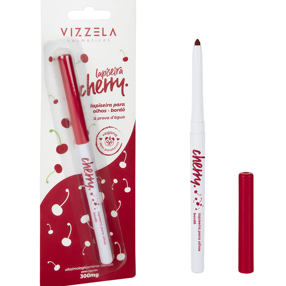 Lapiseira para olhos vizzela cherry bordô vinho