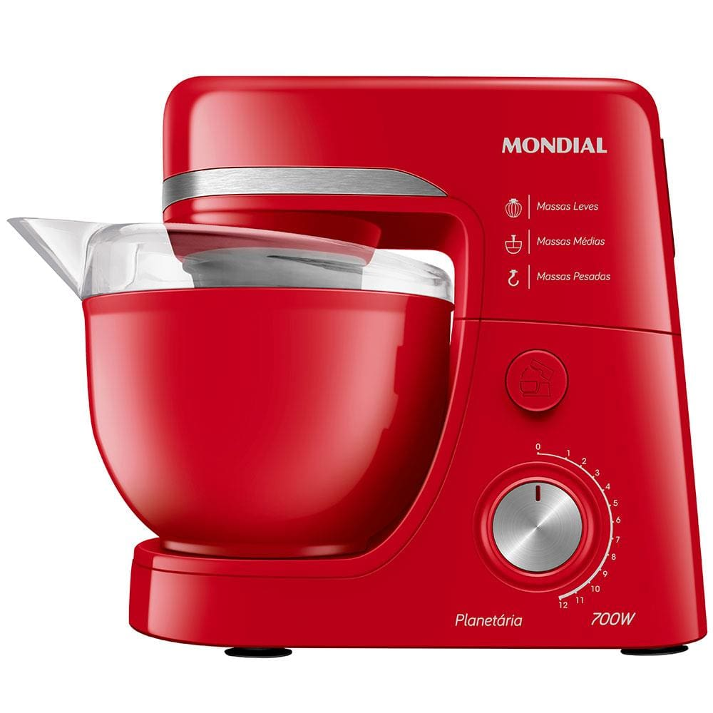 Batedeira Planetária Mondial BP-03 com 12 Velocidades e 700W - Vermelha - 220V Batedeira Planetária Mondial BP-03 com 12 Velocidades e 700W - Vermelha - 220V