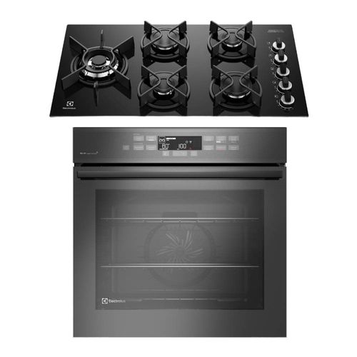 Kit Cooktop 5 Bocas a Gás Expert (KE5GW) + Forno de Embutir Elétrico 80L Expert (OE8EW) Electrolux - 220V Kit Cooktop 5 Bocas a Gás Expert (KE5GW) + Forno de Embutir Elétrico 80L Expert (OE8EW) Electrolux - 220V